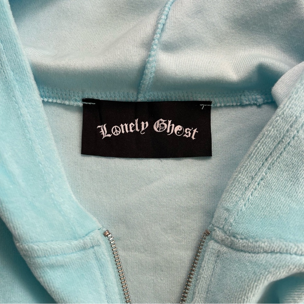 ✨RARE Lonely Ghost | Light Blue Y2K Rhinestone Velour Suit Jacket - Picture 8 of 16